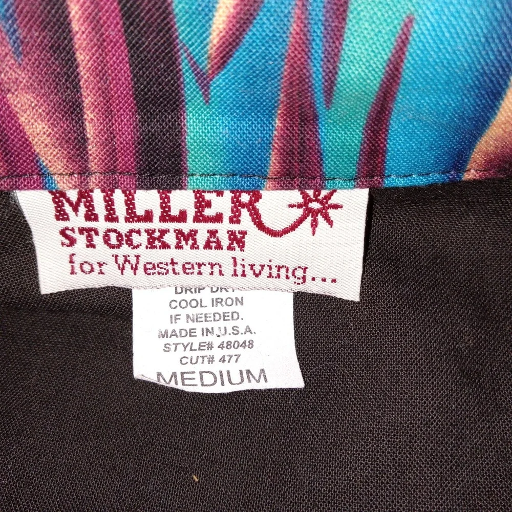 Miller Stockman Cowgirl‎ Button Up Long Sleeve Women's Medium Black - Picture 3 of 6